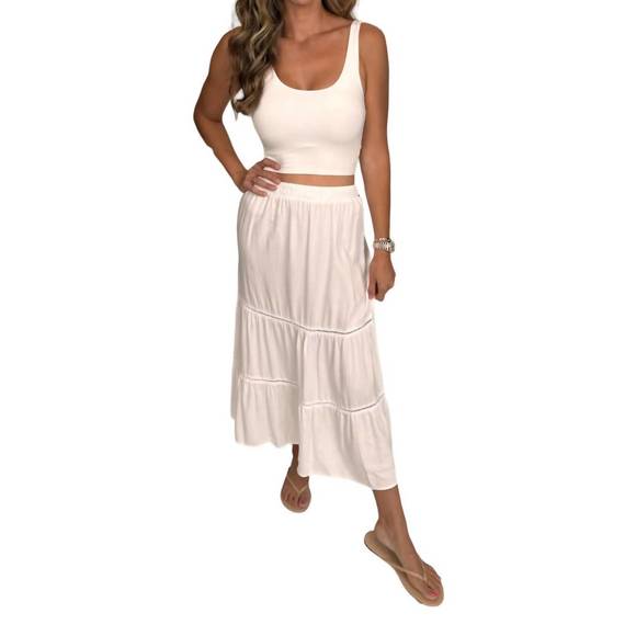 NEW BELLA DAHL ladder trim maxi skirt in white - Picture 3 of 3